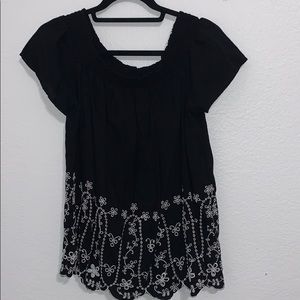 Off the shoulder embroidered top